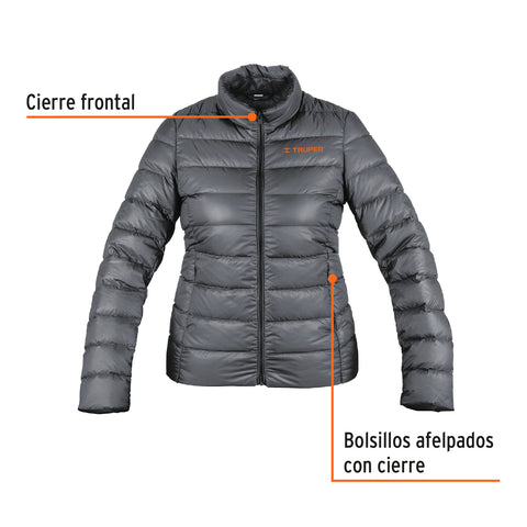 Chamarra de plumas ligera para mujer, gris, CH, TRUPER | CHAM-GD-CH | 66004