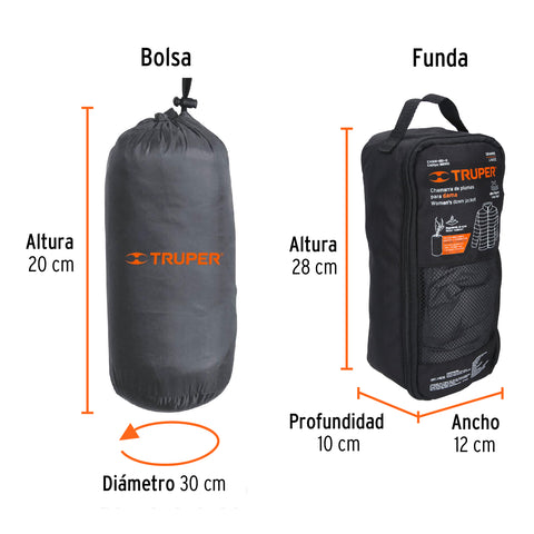 Chamarra de plumas ligera para mujer, gris, G, TRUPER | CHAM-GD-G | 66006