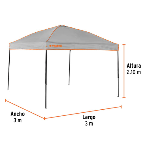 Toldo plegable de 3 x 3 m, Truper | TOL-3 | 66075