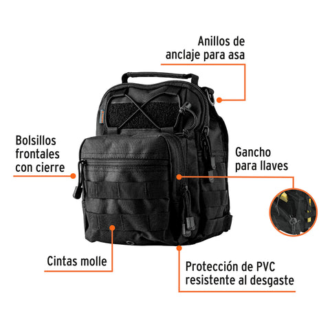 Mochila táctica multiusos negra, Truper | MOLTA-N | 67022