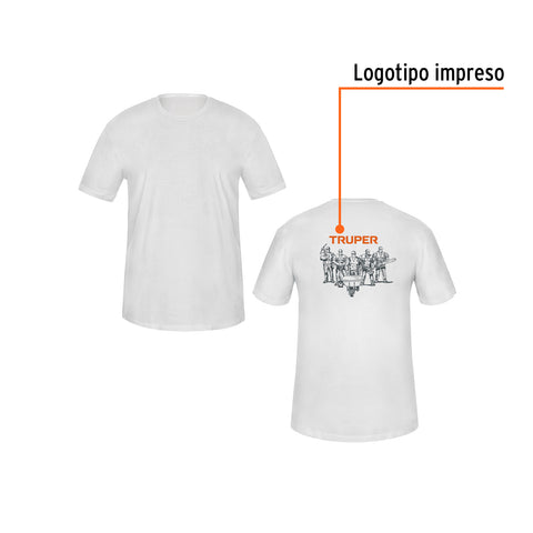 Playera cuello redondo para hombre, blanca, CH, Truper | CAM-BLA-36 | 68121