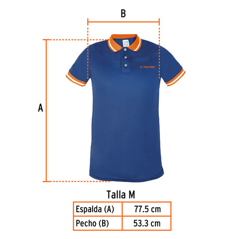 Playera polo performance para hombre, azul, M, Truper | DRY-AC-M | 69966