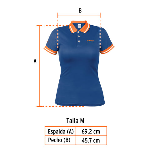 Playera polo performance para mujer, azul, M, Truper | DRY-AD-M | 69971