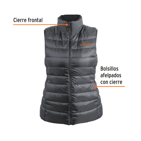 Chaleco de plumas ligero para mujer, gris, CH, TRUPER | CHA-GD-C | 69993