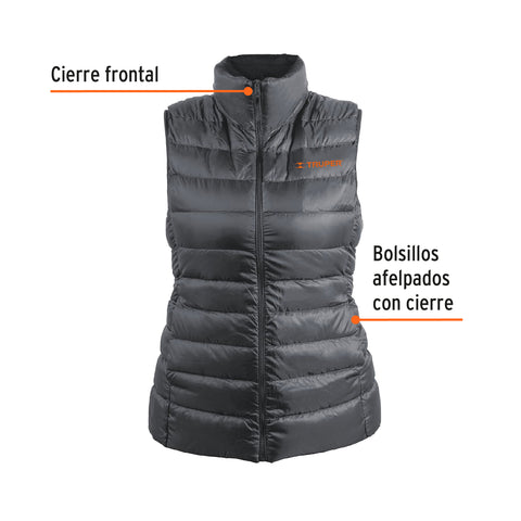 Chaleco de plumas ligero para mujer, gris, M, TRUPER | CHA-GD-M | 69994