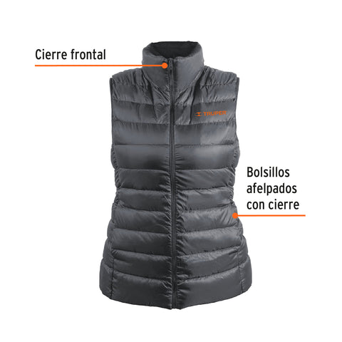 Chaleco de plumas ligero para mujer, gris, G, TRUPER | CHA-GD-G | 69995