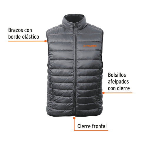 Chaleco de plumas ligero para hombre, gris, CH, TRUPER | CHA-GC-C | 69996