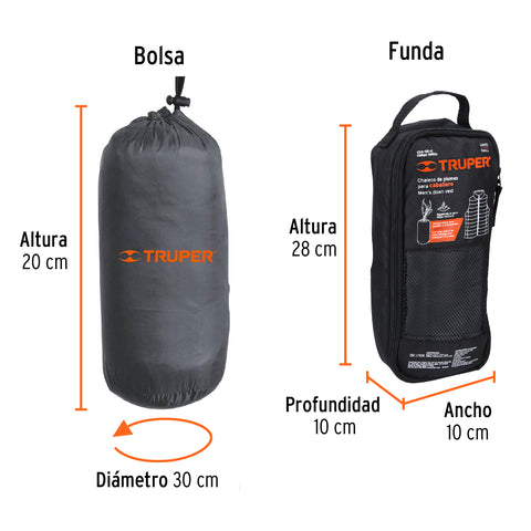 Chaleco de plumas ligero para hombre, gris, CH, TRUPER | CHA-GC-C | 69996