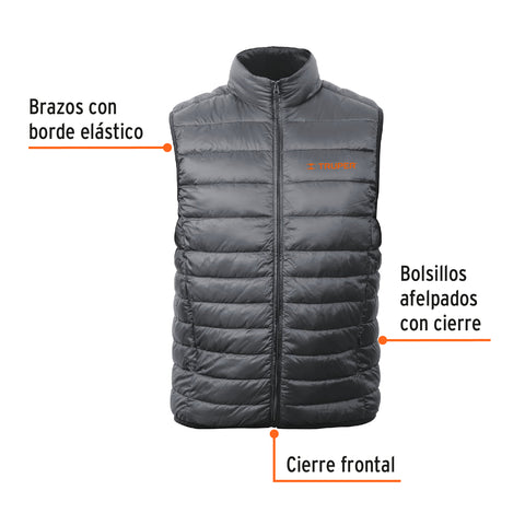 Chaleco de plumas ligero para hombre, gris, M, TRUPER | CHA-GC-M | 69997