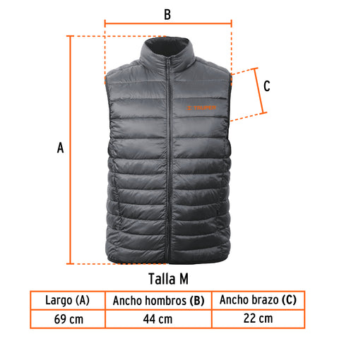 Chaleco de plumas ligero para hombre, gris, G, TRUPER | CHA-GC-G | 69998