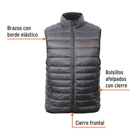 Chaleco de plumas ligero para hombre, gris, G, TRUPER | CHA-GC-G | 69998