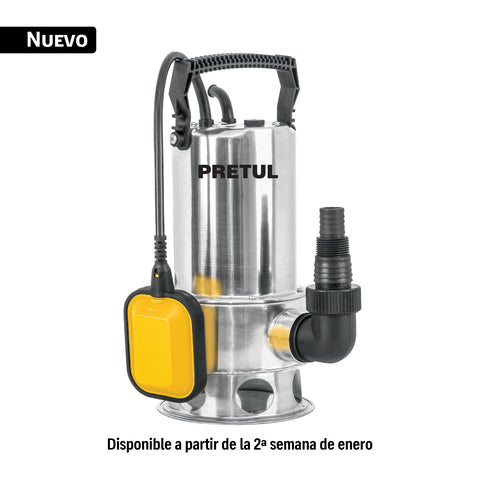 Bomba sumergible acero inoxidable, agua sucia, 1HP, PRETUL | BOS-1SMP | 29897