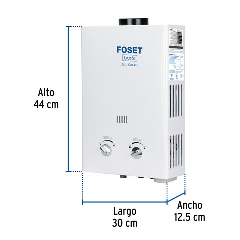 Calentador instantáneo, 5L, 1 servicio, gas LP, FOSET BASIC | CALE-5I | 43929