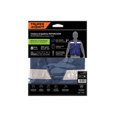Chaleco brigadista reforzado, azul marino, M, TRUPER EXPERT | CHS-950AM-M | 104175