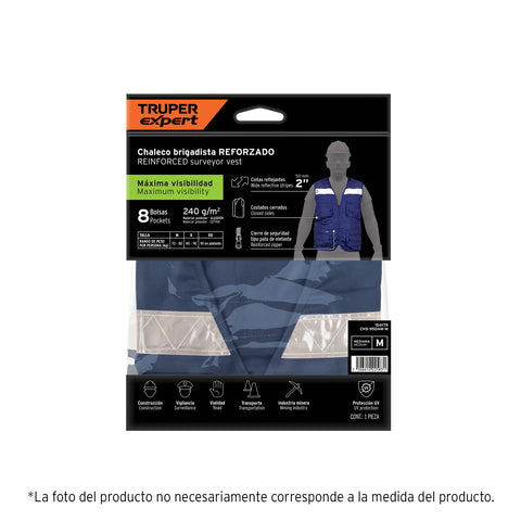 Chaleco brigadista reforzado, azul marino, XG, TRUPER EXPERT | CHS-950AM-XL | 104177