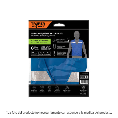 Chaleco brigadista reforzado, azul rey, M, TRUPER EXPERT | CHS-950AR-M | 104168