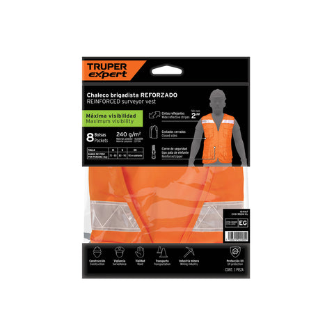 Chaleco brigadista reforzado, naranja, XG, TRUPER EXPERT | CHS-950N-XL | 104167