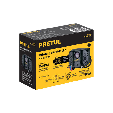 Inflador portátil para auto, 12 V, PRETUL | COMP-12P | 21689