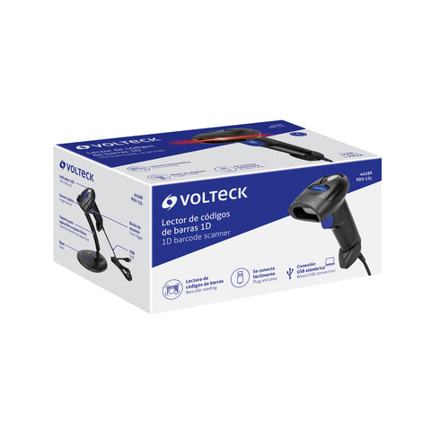 Lector de código de barras 1D, alámbrico, USB, VOLTECK | PDV-11L | 44189