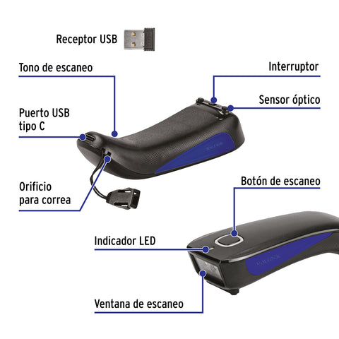 Lector de código de barras 2D, bluetooth, VOLTECK | PDV-22L | 44197