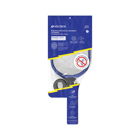 Raqueta mata moscas y mosquitos con base, recargable, VOLTECK | RAQ-50 | 43893