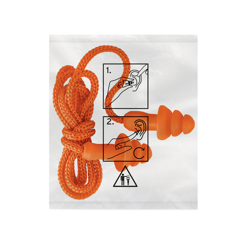 Tapón auditivo reutilizable barrera c/cordón-estuche, 50 pz | TA-50BE | 104115