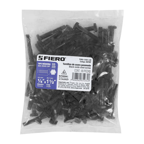 Bolsa con 80 tornillos 1/4' x 1-1/2' acero grado 5, FIERO | TOR5-1/4X1-1/2 | 44767