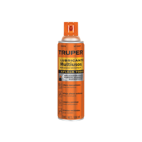 Lubricante multiusos aerosol para grandes superficies 550 ml, TRUPER | WT-550T | 104216