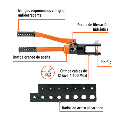 Pinza ponchadora hidráulica 16 toneladas, Truper | PPHI-16 | 104039