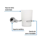 Portavaso cepillero cromo con vaso de vidrio, FOSET ELEMENT 2