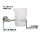 Portavaso cepillero satín con vaso de vidrio, FOSET ELEMENT 2