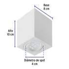 Luminario de sobreponer c/spot dirigible, cuadrado, blanco 3