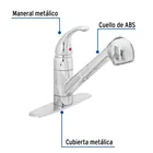 Monomando nariz retráctil para fregadero, FOSET AERO 2
