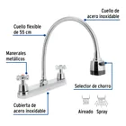 Mezcladora fregadero 8' cromo, cuello flexible, cruceta,AQUA 2
