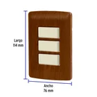 Placa armada 3 interruptores sencillos,madera,línea Italiana 3