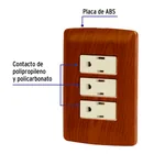 Placa armada 3 contactos aterrizados, madera, línea Italiana 2