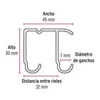Riel superior 'JJ' de aluminio para sistemas corredizos 3 m 3