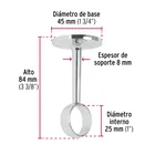 Soporte central para tubo redondo de clóset, cromo brillante 3