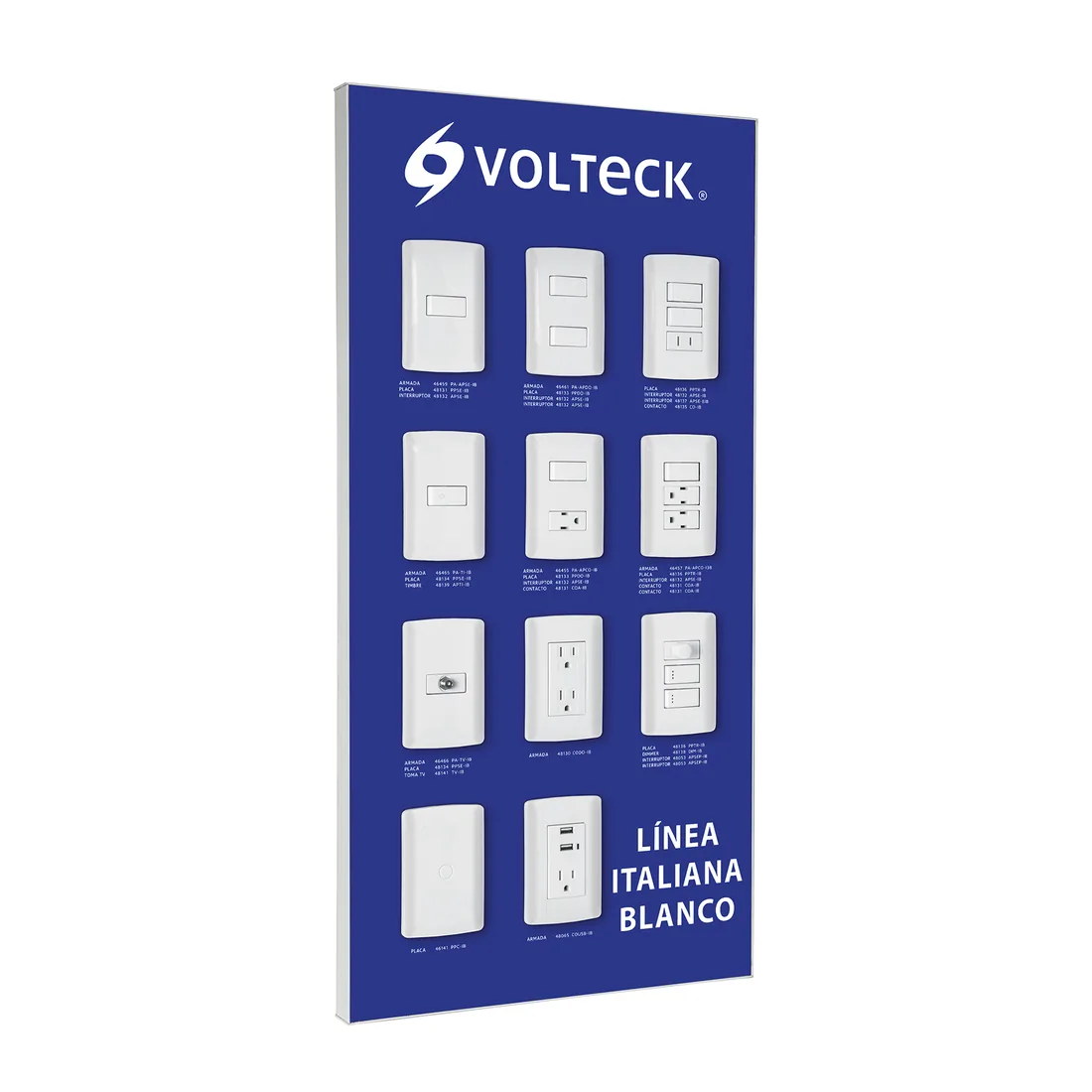 Exhibidor línea italiana blanco, VOLTECK