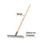 Rastrillo recto de 14 dientes, mango de 54', TRUPER 2