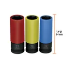Juego 3 dados largos 1/2' impacto protección plástica 6p mm 3