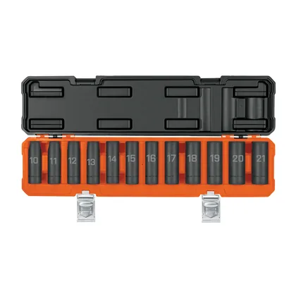 Juego de 12 dados largos de impacto cuadro 1/2', 6 puntas mm