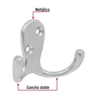 Gancho doble tipo perchero, 7 cm, cromo mate, HERMEX 2