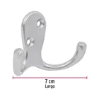 Gancho doble tipo perchero, 7 cm, cromo mate, HERMEX 3