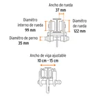 Trole de carga 3 ton para vigas IPS e IPR, ajustable, TRUPER 4