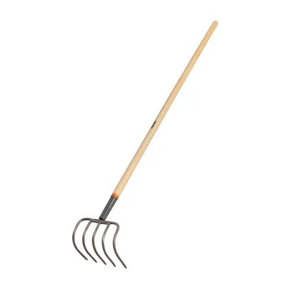 Cultivador forjado, 5 dientes, mango de madera 60', TRUPER