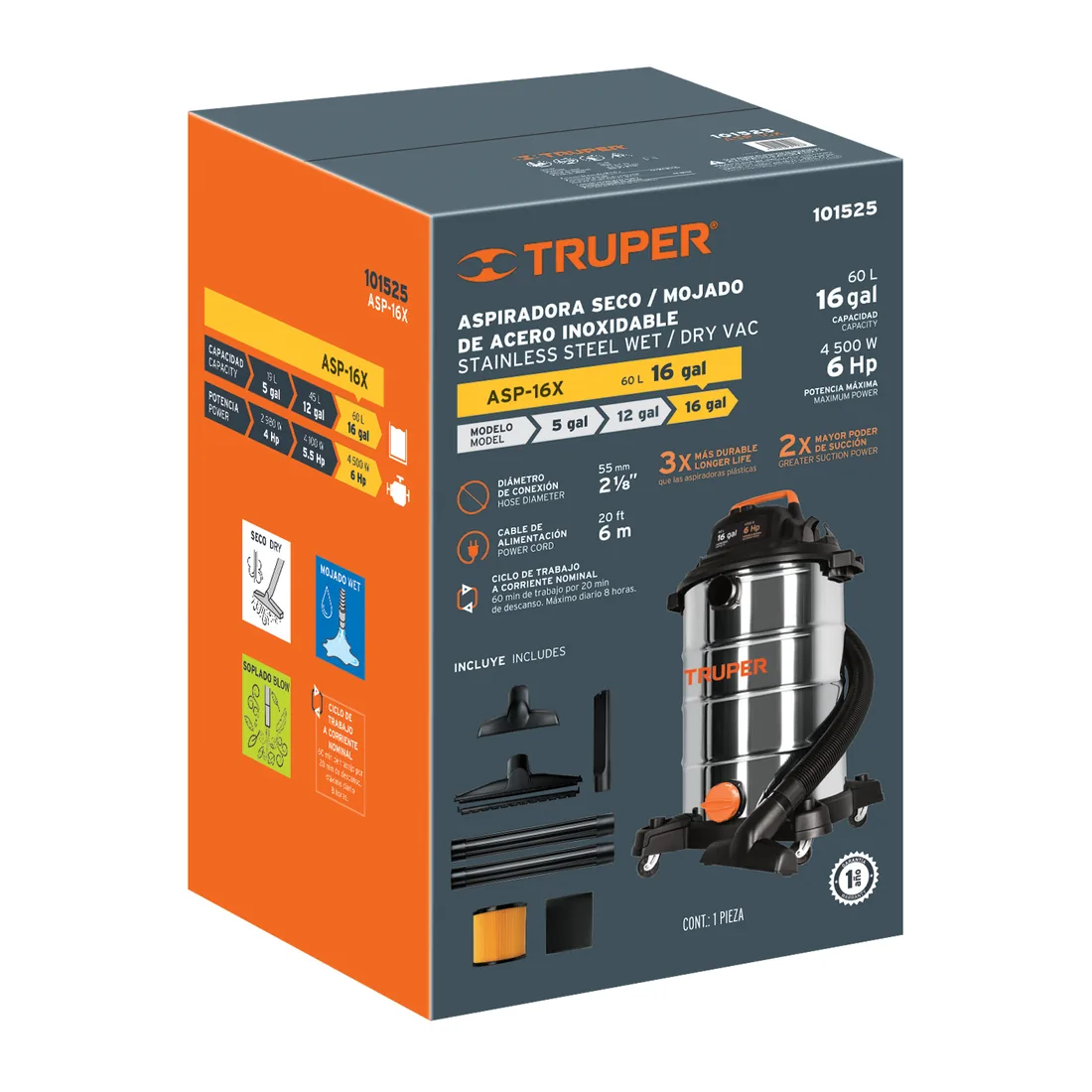 Caja de empaque de repuesto para ASP-16X, TRUPER