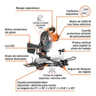 Sierra de inglete 10' compuesta de 1900W, TRUPER 7