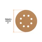 Paquete con 5 discos de lija 5' grano 150, 8 perforaciones 3