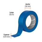 Cinta masking tape azul de 1-1/2' x 50 m para pintor, TRUPER 3